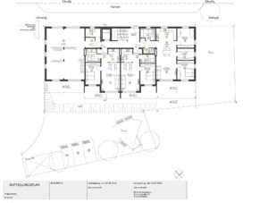 Architekturplan eines Erdgeschosses.